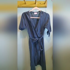 Rue Stiic Wrap Midi Dress with Tie Waist